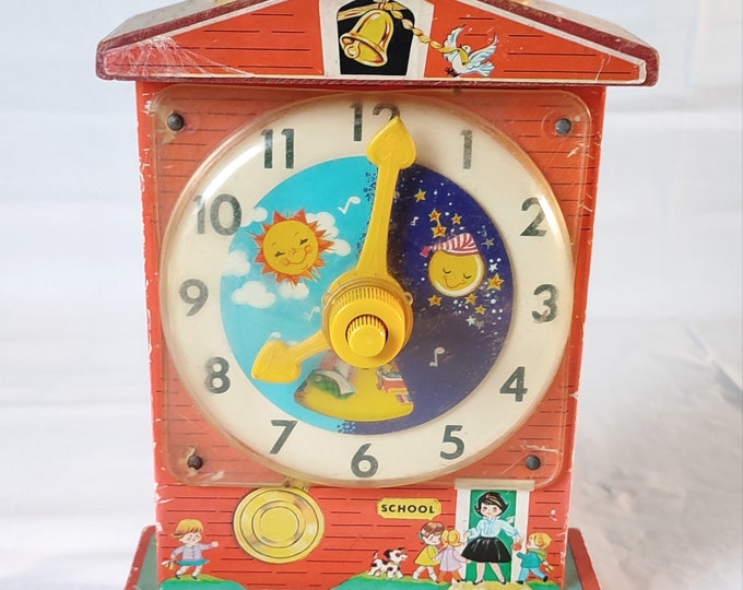 Vintage Fisher Price Music Box teaching Clock 998, Made in UK 1962 Etsy