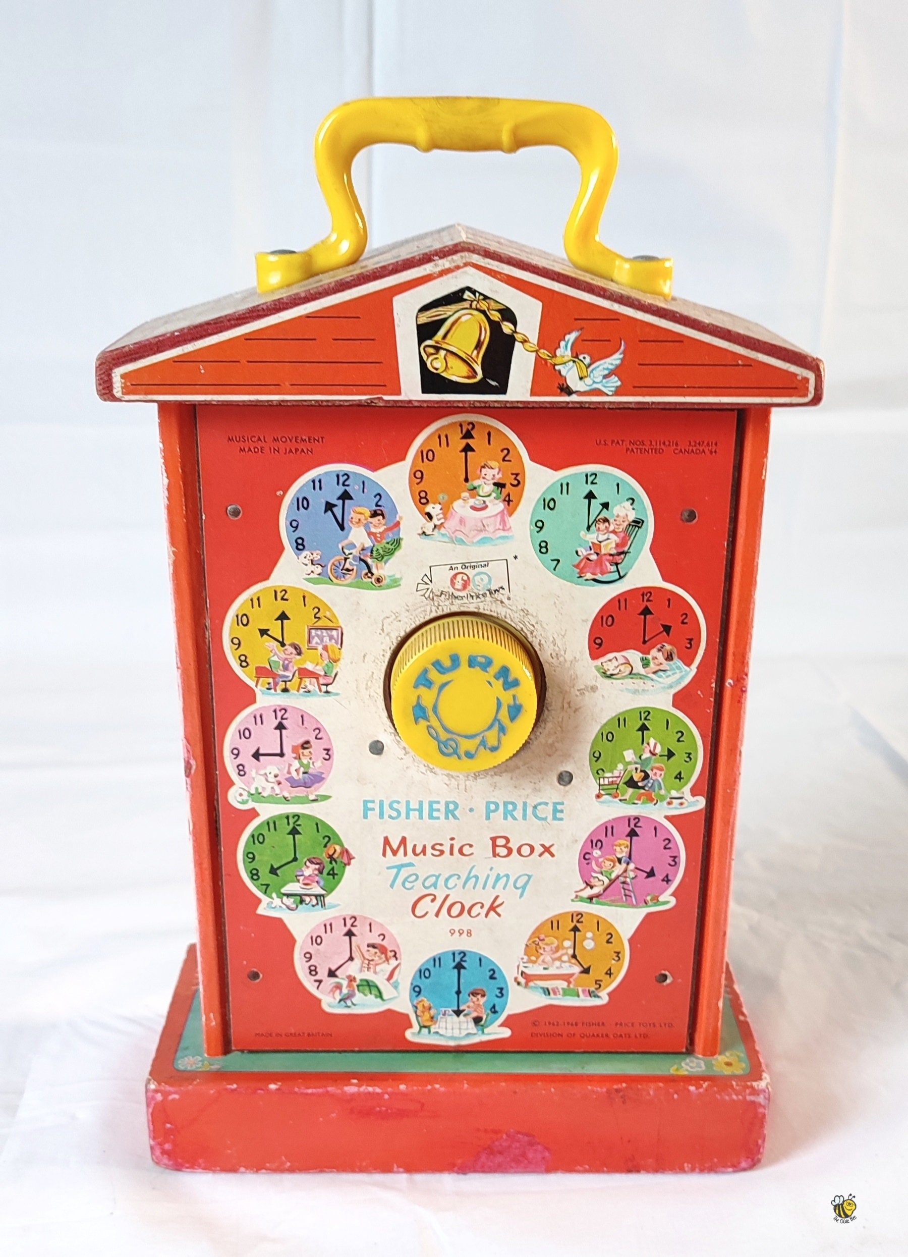 Vintage Fisher Price Music Box teaching Clock 998, Made in UK 1962 Etsy