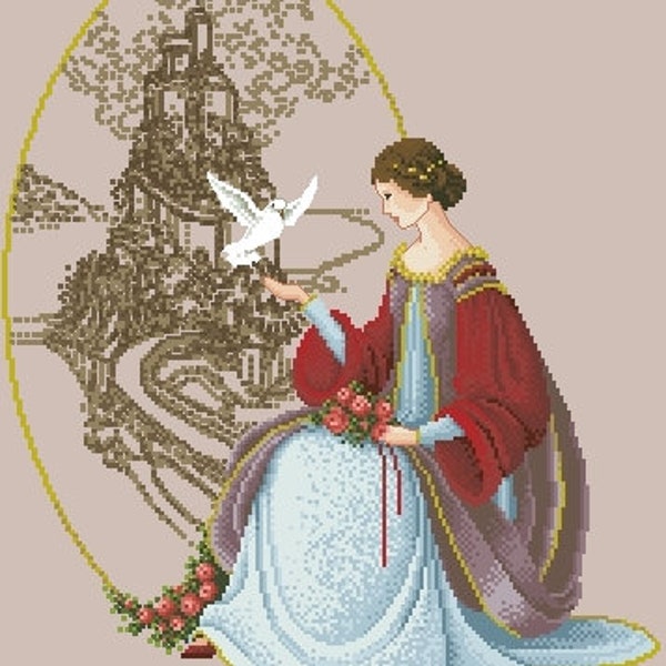 Cross stitch pattern the woman and the DOVE the WOMAN and the DOVE cross stitch dmc patterns easy to print