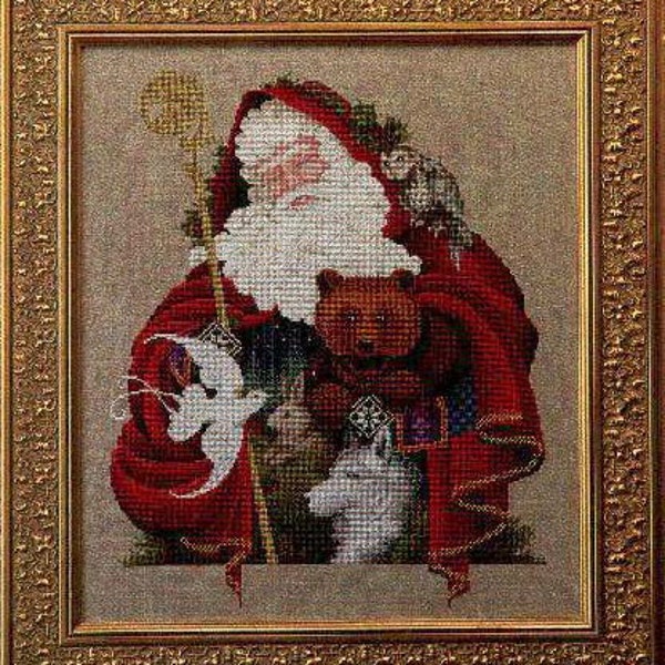 SANTA CLAUS and ANIMALS cross stitch pattern cross stitch Christmas animals bear dove wolf dmc patterns easy to print