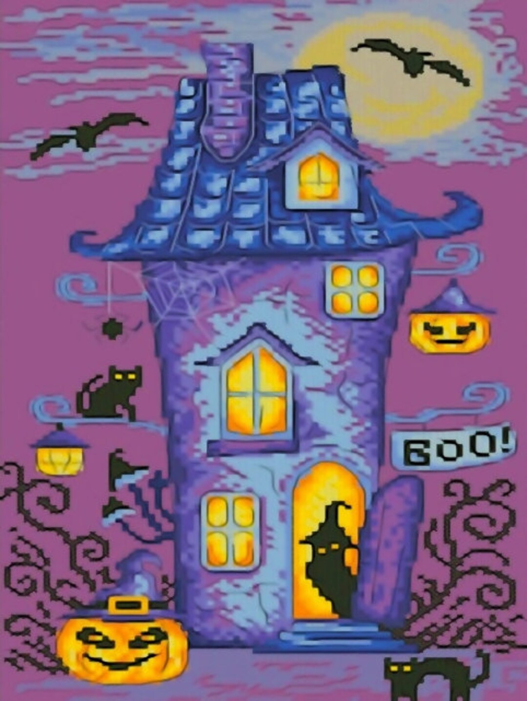 halloween-house-pumpkin-cross-stitch-pattern-cross-stitch-etsy-australia
