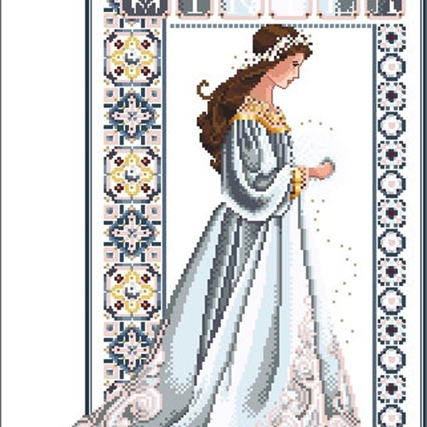 Schema punto croce STAGIONE WINTER WOMAN cross stitch da stampare dmc patterns