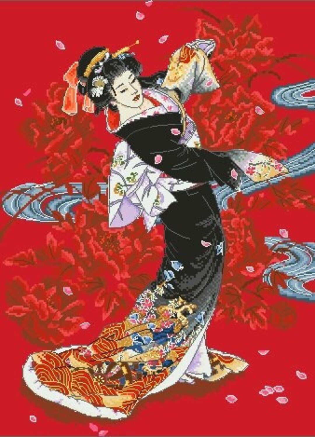 DANCE of a GEISHA Cross Stitch Pattern DANCE of a Geisha Cross - Etsy