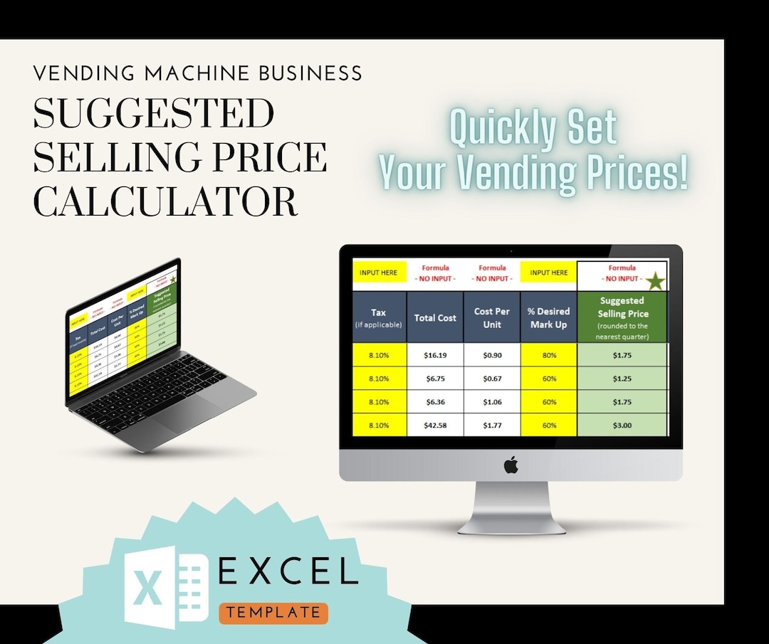 Vending Machine Business - Pricing Calculator | Instant Download | MS ...