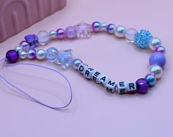 Dreamer Beaded Phone Charm Strap, Y2K Kawaii Cellphone Accessory