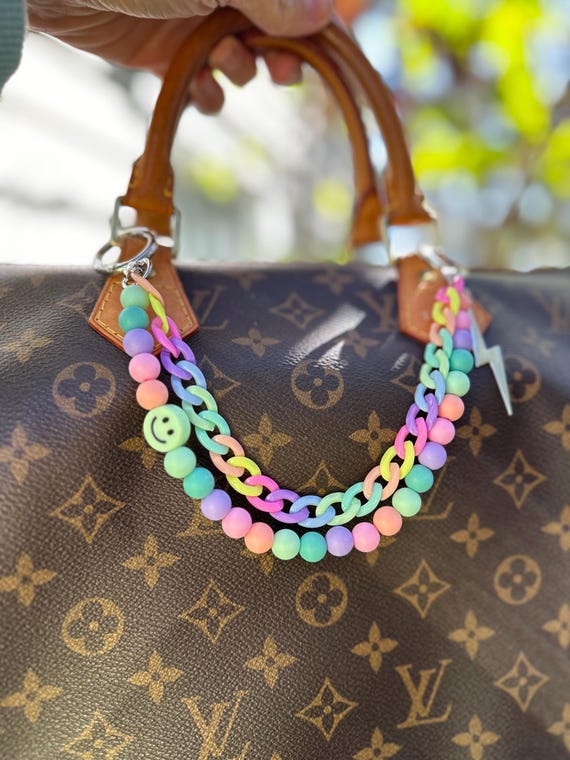 Pastel Beaded Purse Charm: Smiley Face, Lightning Bolt, Y2K Style