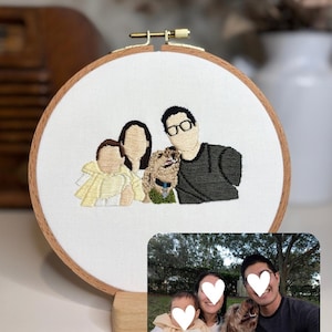 Custom Hand Embroidered Faceless Family Portrait | Anniversary Gift afbeelding 15