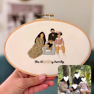 Custom Hand Embroidered Faceless Family Portrait | Anniversary Gift afbeelding 13
