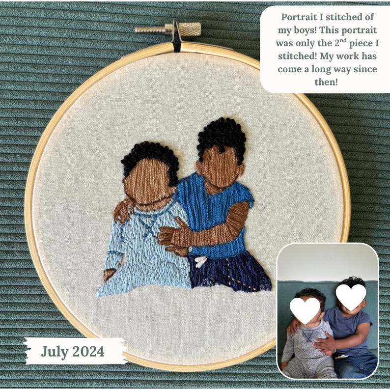 Custom Hand Embroidered Faceless Family Portrait | Anniversary Gift afbeelding 17