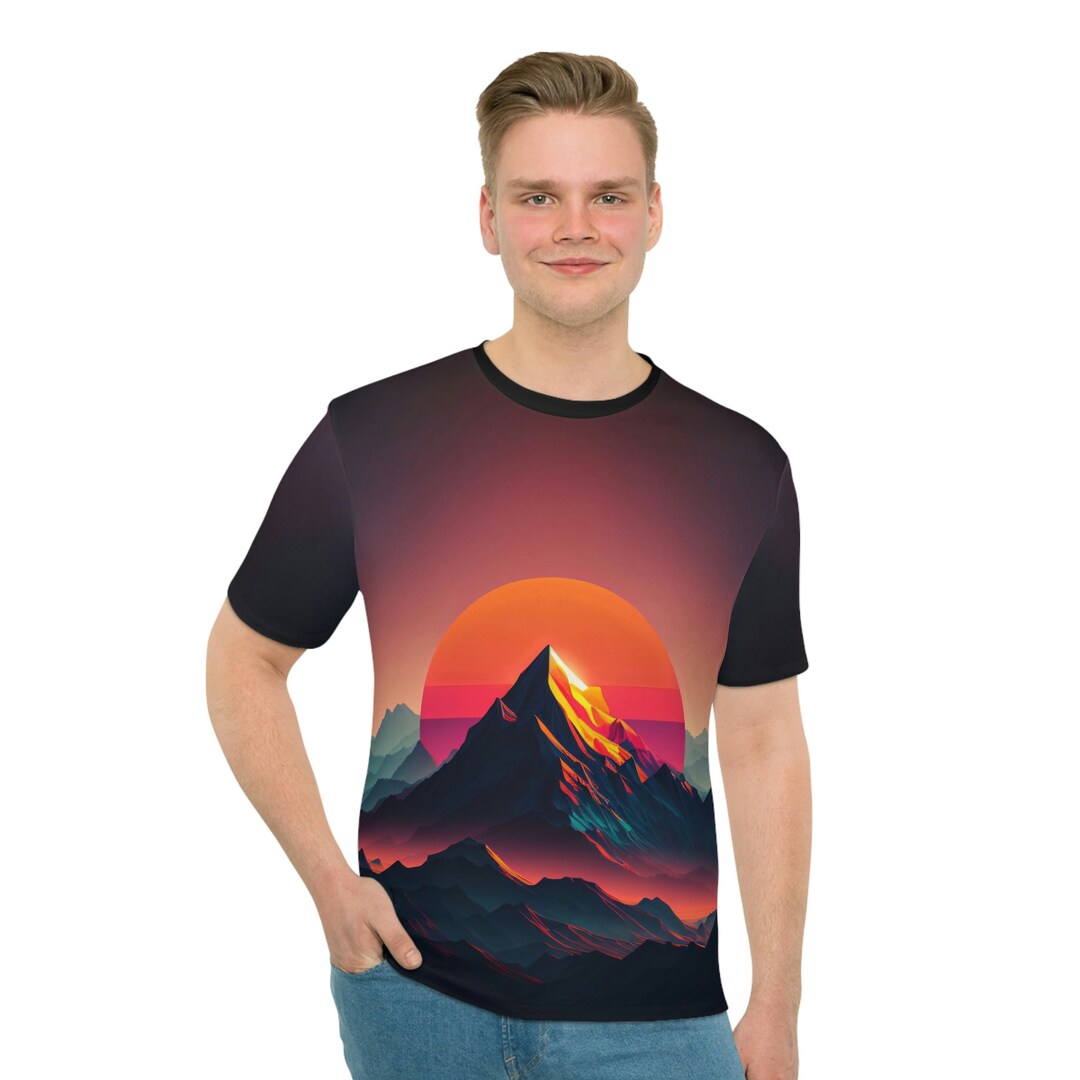 Retro Synthwave Sunset Tshirt Design Allover Print Modern Etsy