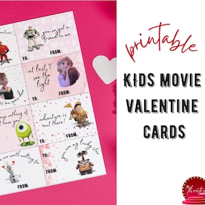 Cartões de Dia dos Namorados de Filmes Infantis | Estudante e Sala de Aula | Cartões de Dia dos Namorados com Tema de Filmes para Imprimir | Dia dos Namorados da Disney | Cartão para Imprimir e Baixar
