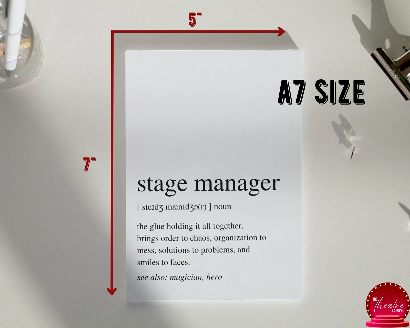Stage Manager Definition Card Printable Thank You Gift, Card for Stage