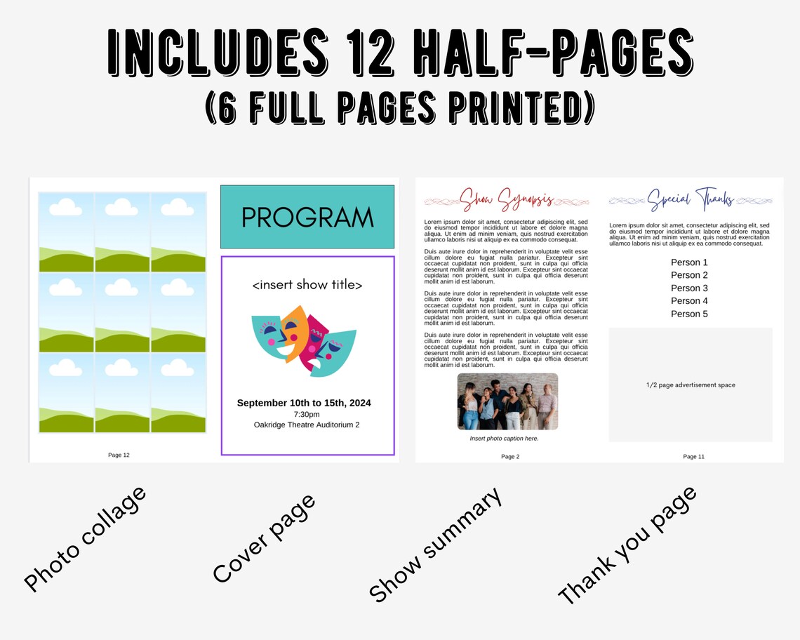 Theatre Playbill Program Canva Template: 12-page Printable (digital ...