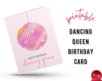 Tarjeta de cumpleaños de la Reina del Baile: Tema Mamma Mia (PDF imprimible)