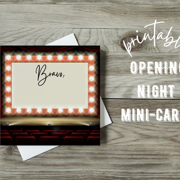 Opening Night Cards for Theatre | Printable Mini-Cards for Theatre Cast and Crew | Drama, Play, Musical Thank You Card | Digital Template