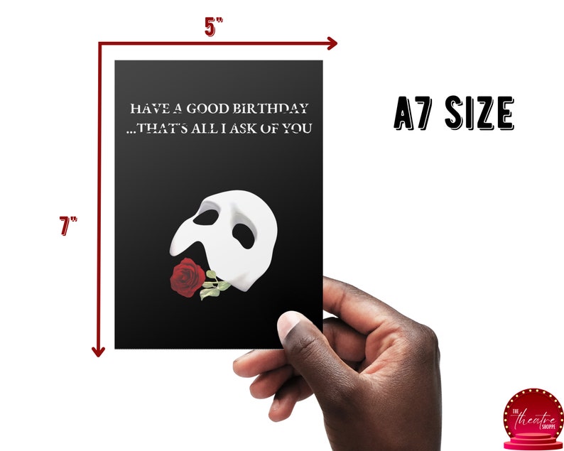 Printable Phantom of the Opera Birthday Card Musical Theatre Pun Card