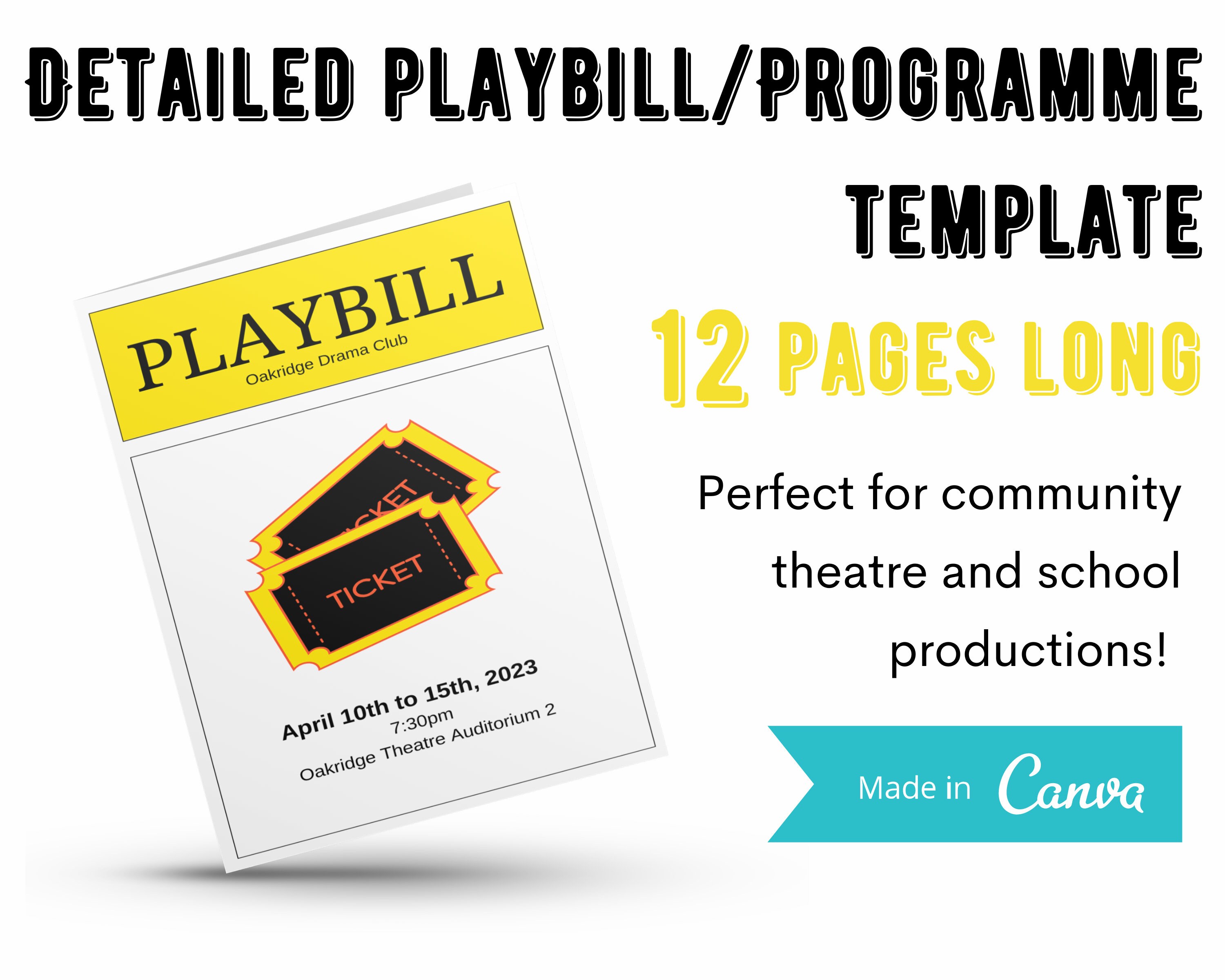 Theatre Playbill Programme Canva Template 12-page Printable - Etsy