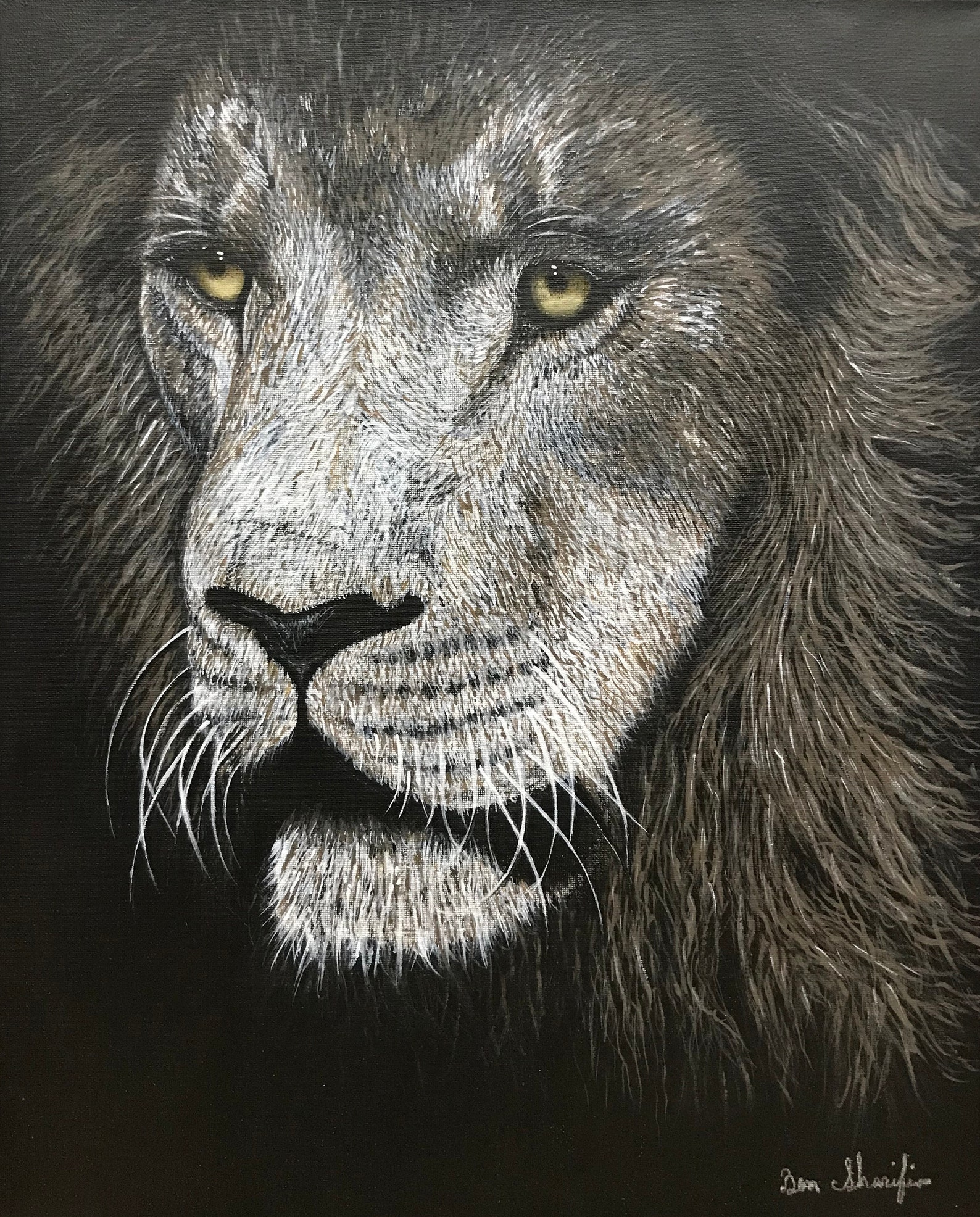 Portrait of Lion Wall Art Painting Lion on Original Canvas, Spirits of ...