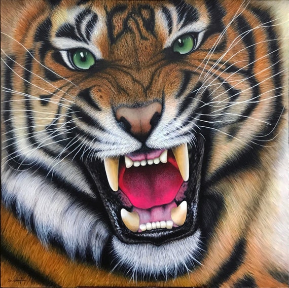 PORTRAIT OF TIGER Original Acrylic Painting - on a Large Canvas