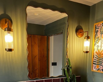 Asymmetrical Mirror Home Decor - Wavy Brass Mirror - Wavy Mirror  -Decorative Irregular Mirror for Bedroom and Bathroom -Curvy Mirror decor