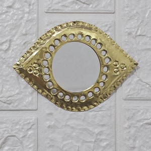 Handmade Moroccan Brass Eye Mirror: Vanity Wall Decor