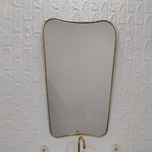 Italian Curved Antiqued Brass Mirror - Butterfly Irregular Mirror, Gold Brass Mirror, Bathroom Mirror, Aesthetic Luxurious Wall Mirror