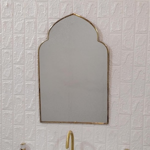 Antique Brass Mirror Moroccan Wall Mirror Arch Mirror Home Decor Marrakech Style Mirror Asymmetrical Bathroom Mirror