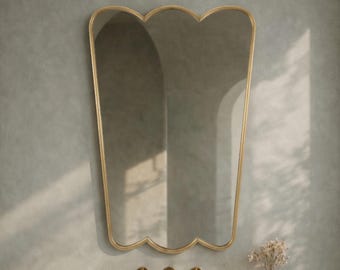 Butterfly Brass Mirror – Irregular Wavy Wall Mirror – Antique Brass Bathroom Vanity Mirror – Organic Sculptural Large Statement Mirror