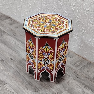 Moroccan Handmade Wood Table, Unique Handmade Table, Berber Design Table, Custom Table, Colorful Table, Coffee Table,Home Office Table Decor