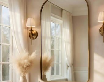 Espejo marroquí de latón con arco, espejo de pared personalizado hecho a mano, espejo de baño con arco, marco de latón antiguo para decoración del hogar.