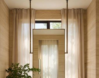 Specchio rettangolare da soffitto Quadris – Specchio a sospensione in ottone – Specchio in ottone anticato – Specchio da soffitto – Specchio a montaggio lungo