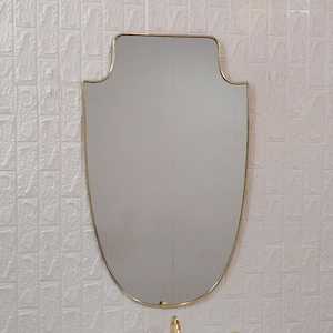 Irregular Brass Mirror Shield Wall Mirror Asymmetrical Mirror Brass Wall Decor for Luxurious Aesthetic Gold Mirror Bathroom Mirror for Wall