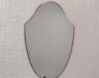 Antique Brass Mirror Italian Shield Mirror Brass Wall Mirror Vanity Mirror Aesthetic Wall Mirror Italy Decor Mirror Wavy Mirror Art