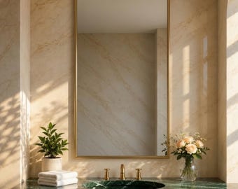Rectangular Mirror Wall Brass Bathroom Mirror