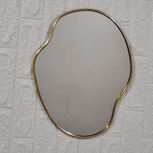Asymmetrical Brass Mirror Irregular Puddle Mirror Aesthetic Wall Mirror