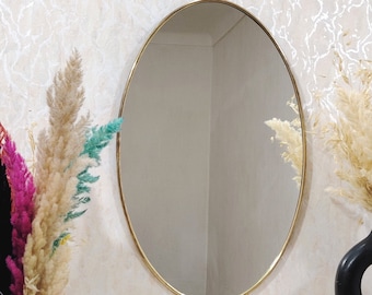 Oval Mirror Oval Antiqued Brass Mirror Wall Mirror Handmade Mirrors  Aged Brass Mirror Antique Frame Mirror Bathroom Mirror