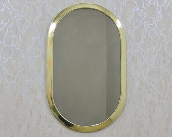 Oval Antiqued Brass Mirror - Gold Wall Mirror, Handmade Mirrors, Oval Mirror, Aged Brass Mirror, Antique Frame Mirror, Bathroom Mirror Decor