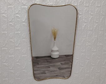 Italian Curved Antiqued Brass Mirror, Butterfly Irregular Mirror,Asymmetrical Mirror Home Decor,Marakesh Mirror, Aesthetic Mirror Wall Decor