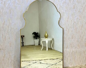 Asymmetrical Mirror Home Decor Antique Brass Mirror Gold Aesthetic Wall Design Mirror Irregular Mirror Bathroom Mirror Curved Mirror Wall