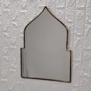 Arched Asymmetrical Brass Mirror - Bathroom Wall Irregular Mirror Aesthetic Home Decor