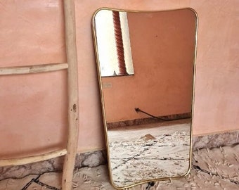 Italian Curved Antiqued Brass Mirror - Butterfly Irregular Mirror, Gold Brass Mirror, Bathroom Mirror, Aesthetic Luxurious Wall Mirror