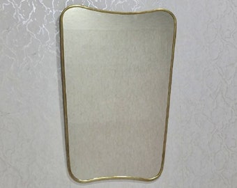 Italian Curved Antiqued Brass Mirror - Butterfly Irregular Mirror, Gold Brass Mirror, Bathroom Mirror, Aesthetic Luxurious Wall Mirror