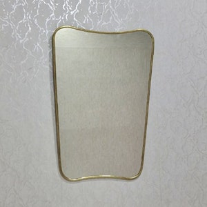 Italian Curved Antiqued Brass Mirror - Butterfly Irregular Mirror, Gold Brass Mirror, Bathroom Mirror, Aesthetic Luxurious Wall Mirror