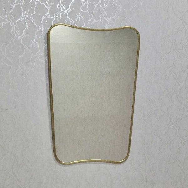 Italian Curved Antiqued Brass Mirror - Butterfly Irregular Mirror, Gold Brass Mirror, Bathroom Mirror, Aesthetic Luxurious Wall Mirror