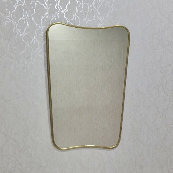 Italian Curved Antiqued Brass Mirror - Butterfly Irregular Mirror, Gold Brass Mirror, Bathroom Mirror, Aesthetic Luxurious Wall Mirror