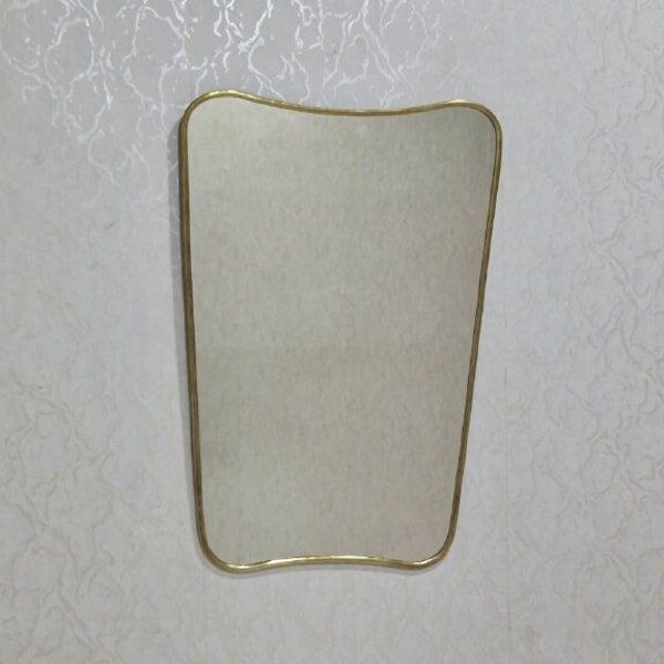 Italian Curved Brass Mirror - Butterfly Irregular Mirror, Butterfly Mirror, Bathroom Mirror, Aesthetic Luxurious Wall Mirror