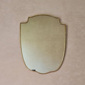 Italian Gold Brass Mirror Italian Shield Form Brass Wall Mirror