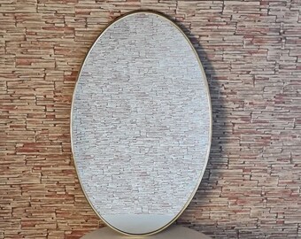 Gold Ovaler Spiegel Badezimmerspiegel Ovaler Formspiegel Ovaler Goldspiegel Ovaler Kosmetikspiegel Messingspiegel Home Decor Antiker Spiegel handgefertigt