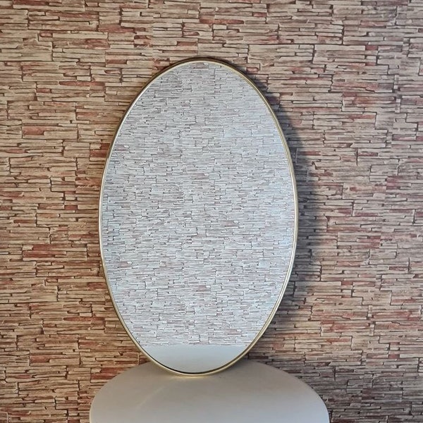 Miroir ovale doré Miroir ovale pour salle de bain Miroir ovale doré Miroir ovale pour coiffeuse Miroir en laiton Décoration d'intérieur Miroir antique fait main
