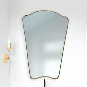 Irregular Antique Brass Mirror: Wavy Italian Style Wall Decor